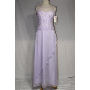 Juliet #1001 Beaded Chiffon Evening Gown-Size S-LILAC-NEW W/Tags